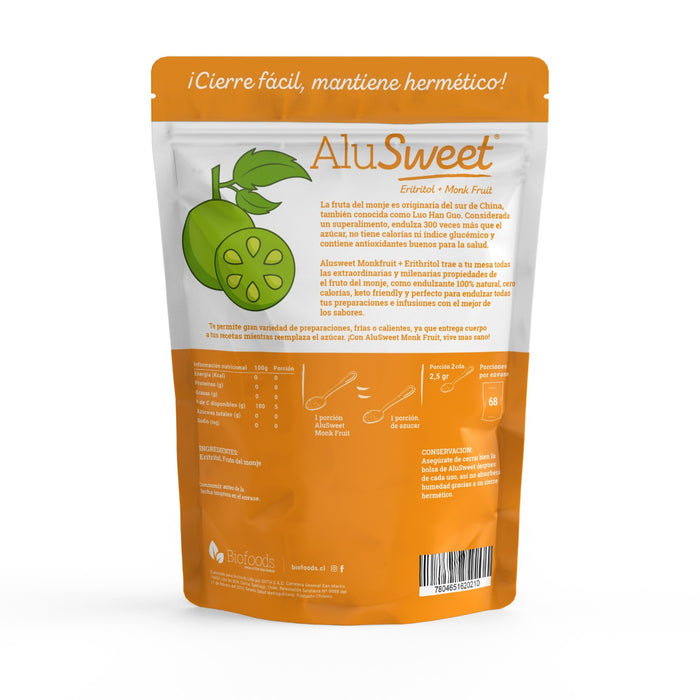 Pack 100% Natural:  Monkfruit Eritritol 340 g + Stevia Alulosa 180 ml