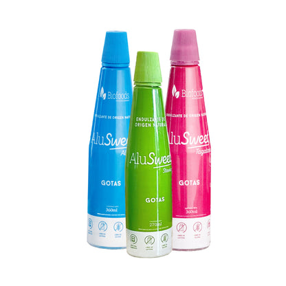 Pack Líquido AluSweet :  Alulosa 360ml + Tagatosa 360ml + Stevia 270ml